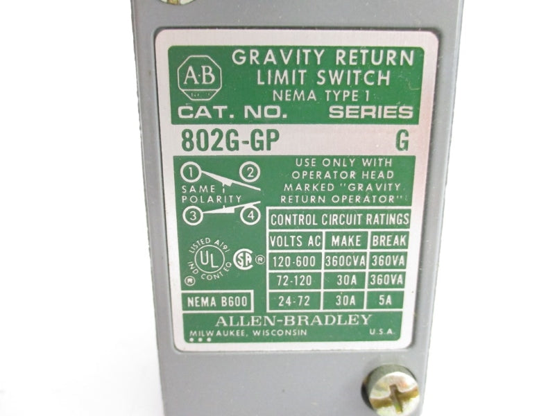 ALLEN BRADLEY 802G-GP SER. G 120-600VAC 30A (BK/YL) NSMP