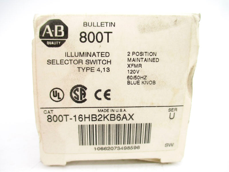 ALLEN BRADLEY 800T-16HB2KB6AX SER. U 120V (WH) NSMP