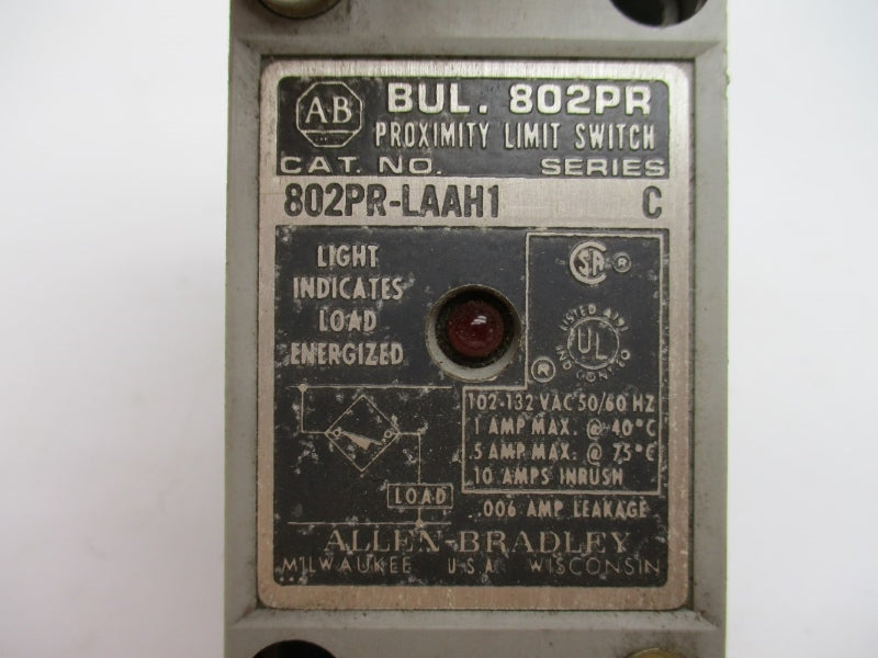 ALLEN BRADLEY 802PR-LAAH1 SER. C 102-132VAC 10A UNMP