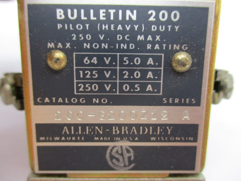 ALLEN BRADLEY 200-G200Z12 SER. A 12VDC 5.0A (BR/YL) NSMP