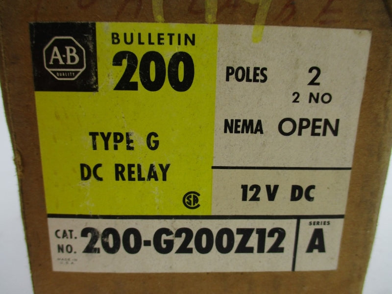 ALLEN BRADLEY 200-G200Z12 SER. A 12VDC 5.0A (BR/YL) NSMP