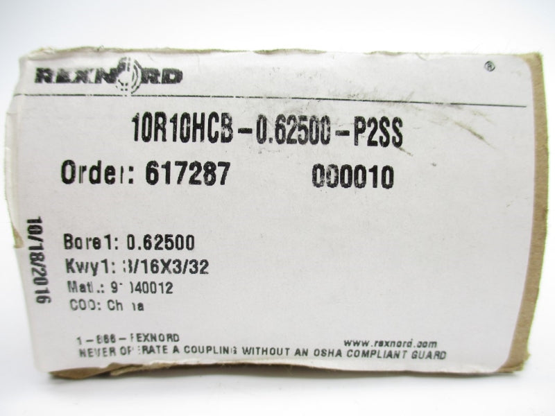 REXNORD 10R10HCB-0.62500-P2SS 0.62500" NSMP