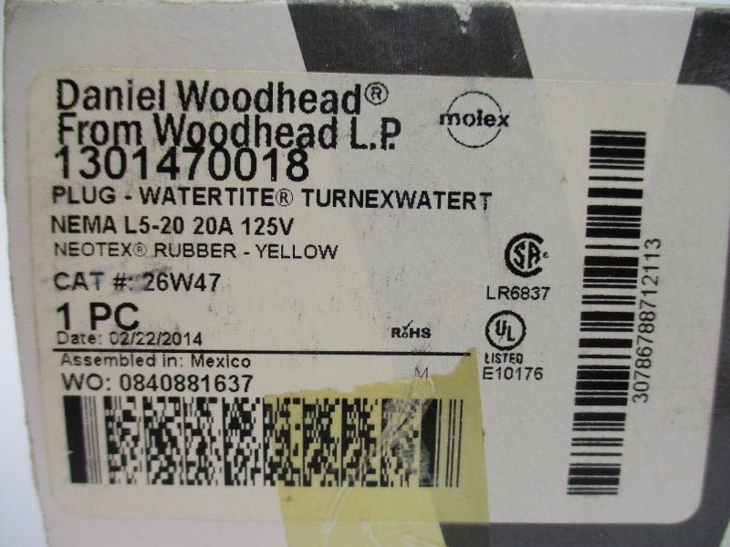 DANIEL WOODHEAD 26W47 1301470018 125V 20A NSMP