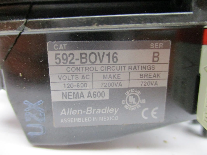 ALLEN BRADLEY 592-BOV16 SER. B 120-600VAC (AS PICTURED) NSNP