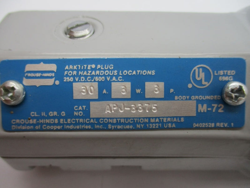CROUSE HINDS APJ-3375 600VAC 30A NSNP