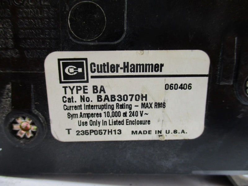 CUTLER HAMMER BAB3070H 240V 70A UNMP