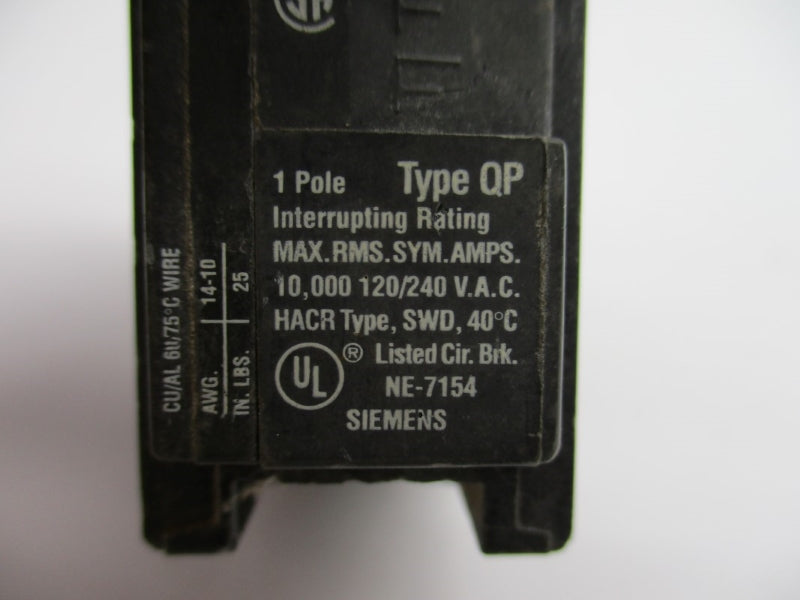 SIEMENS QP120 120/240VAC 20A UNMP