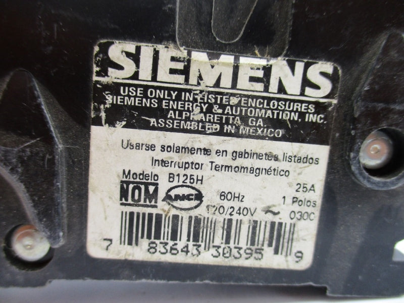 SIEMENS B125H 120/240VAC 25A UNMP