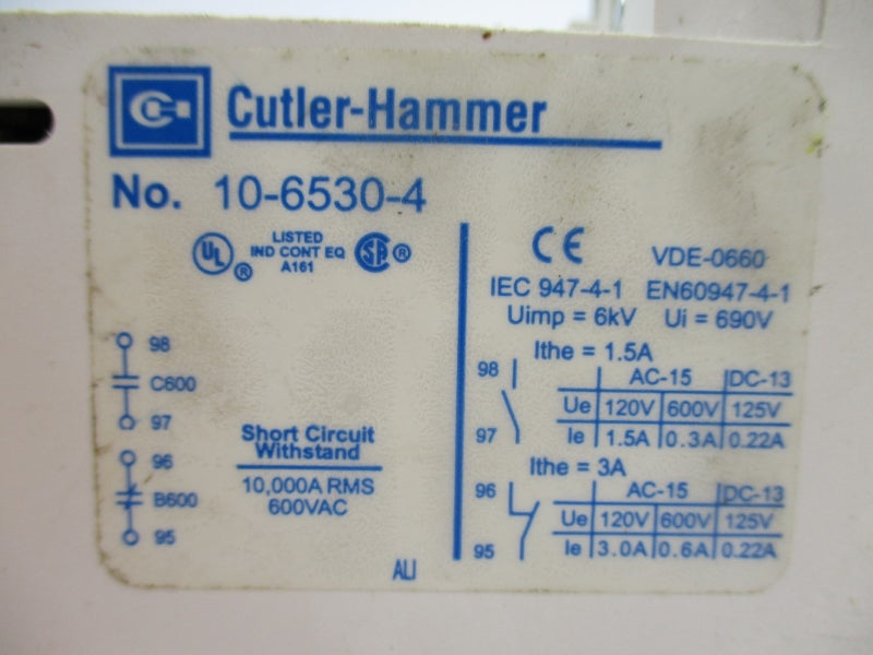 CUTLER HAMMER 10-6530-4 690V 3A UNMP