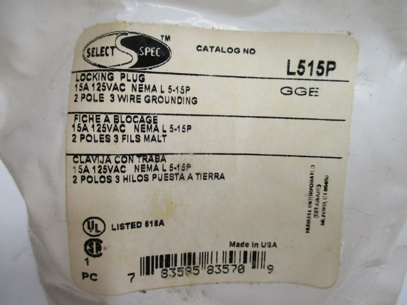 SELECT SPEC L515P 125VAC 15A NSMP