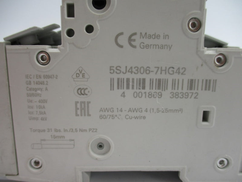 SIEMENS 5SJ4306-7HG42 400V 6A NSNP