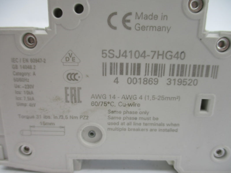SIEMENS 5SJ4104-7HG40 230V 4A NSNP