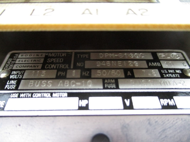 BODINE ELECTRIC DPM-6130C 115V 7.8A UNMP