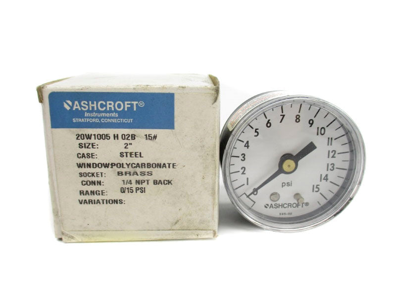 ASHCROFT 20W1005H02B15# 0/15PSI 2" NSMP