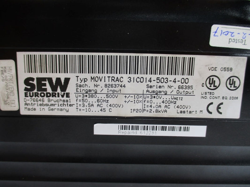 SEW EURODRIVE 31C014-503-4-00 8263744 380-500V 3.5A UNMP
