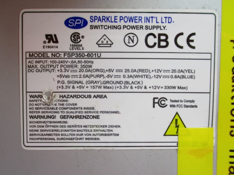 SPI FSP350-601U 9PA3501303 100-240V 6A UNMP