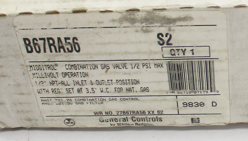 GENERAL CONTROLS B67RA56 1/2PSI NSMP