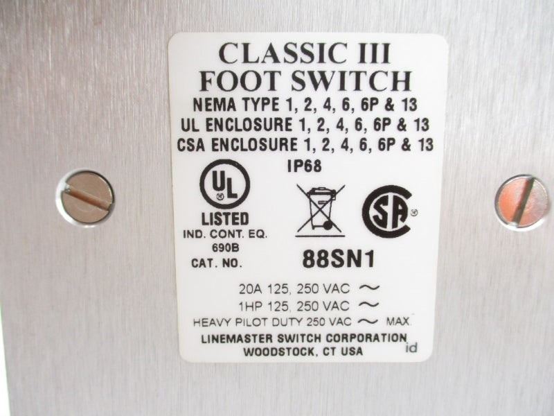 LINEMASTER 88SN1 250VAC 20A NSMP