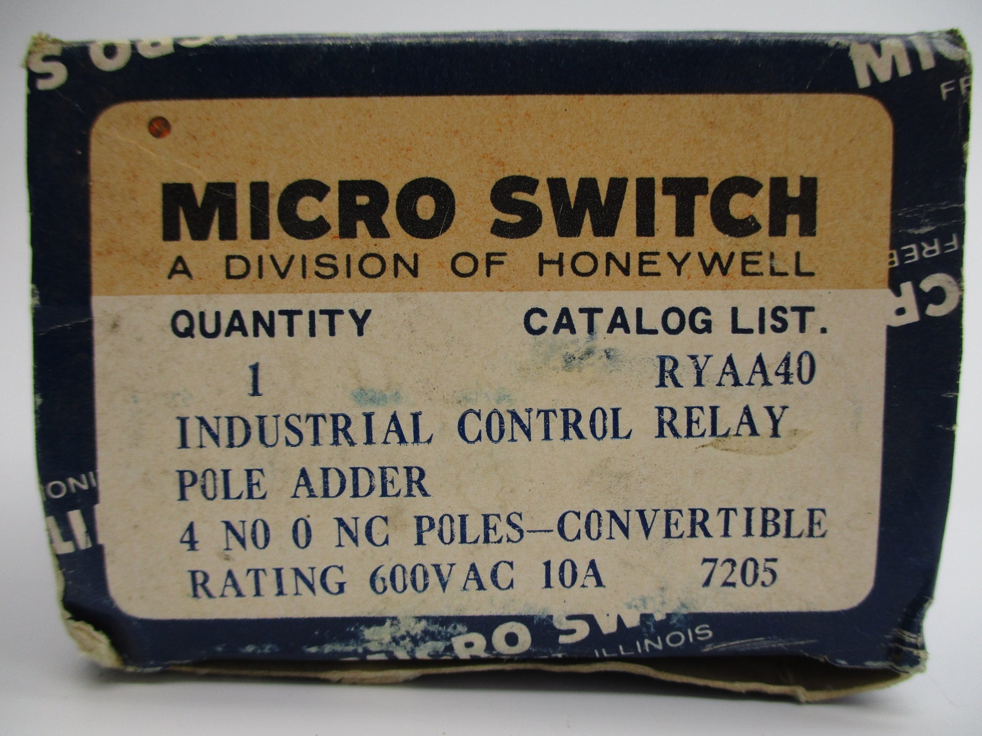 MICRO SWITCH RYAA40 600VAC 10A NSMP