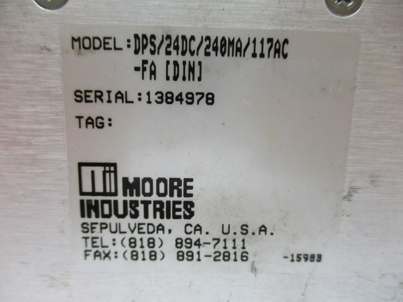 MOORE INDUSTRIES DPS/24DC/240MA/117AC-FA UNMP