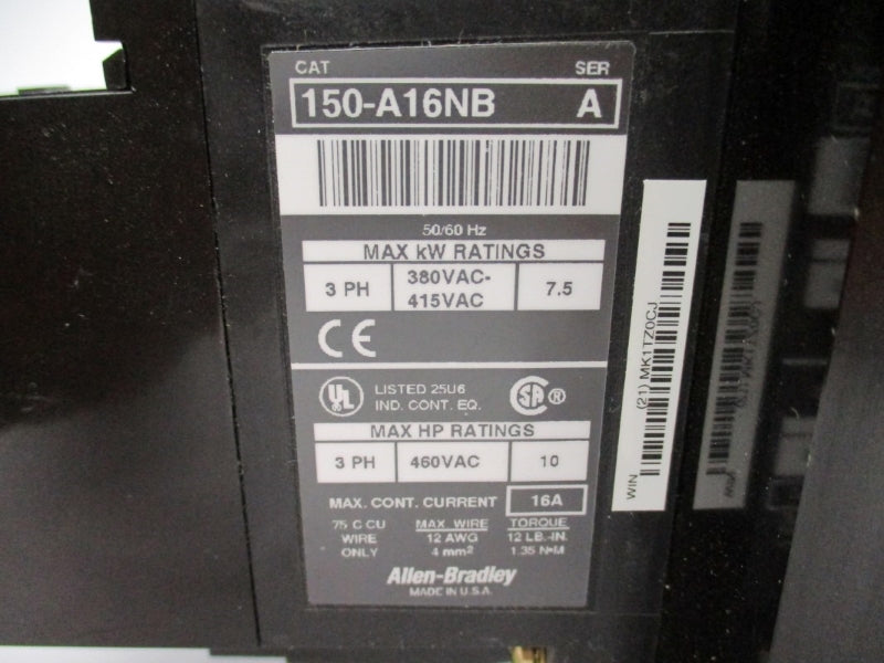 ALLEN BRADLEY 150-A16NB SER. A 380-415VAC 16A NSNP