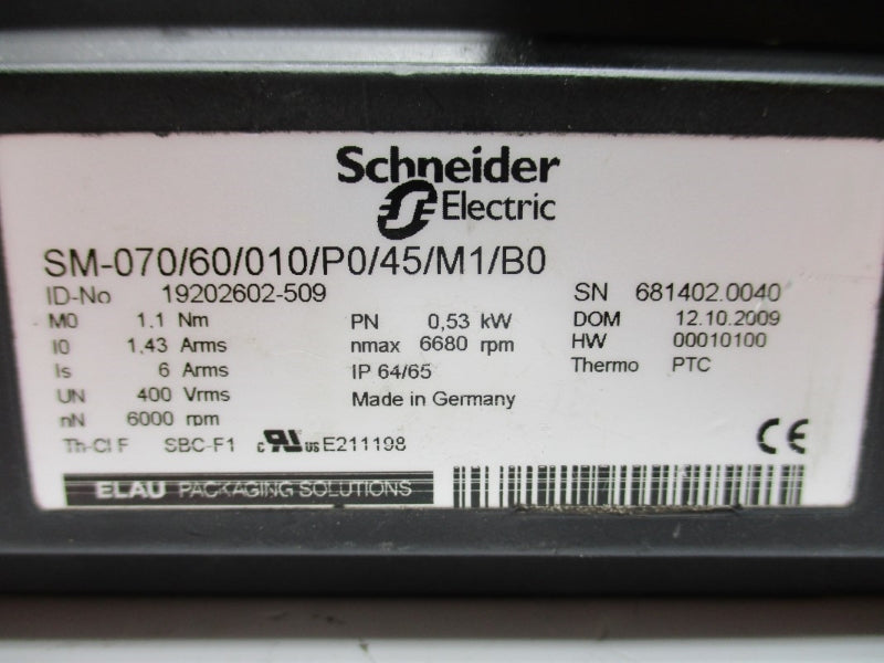 SCHNEIDER ELECTRIC SM-070/60/010/P0/45/M1/B0 19202602-509 400V 6A NSNP