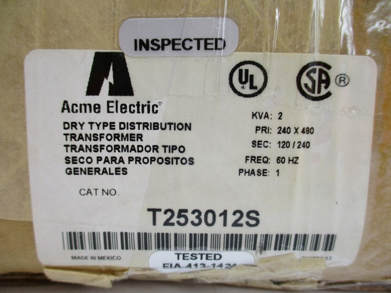 ACME ELECTRIC T253012S 480V (AS PICTURED) NSMP