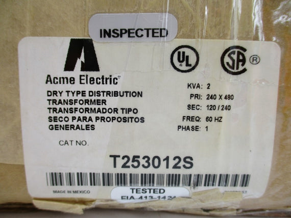ACME ELECTRIC T253012S 480V (AS PICTURED) NSMP