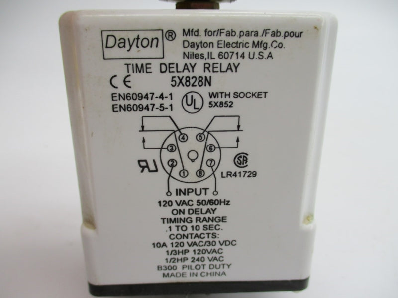 DAYTON 5X828N 120VAC 10A .1-10S UNMP