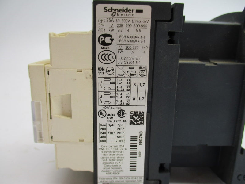 SCHNEIDER ELECTRIC LC1D09G7 120V 25A UNMP