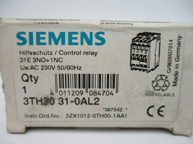 SIEMENS 3TH3031-0AL2 230VAC 16A NSMP