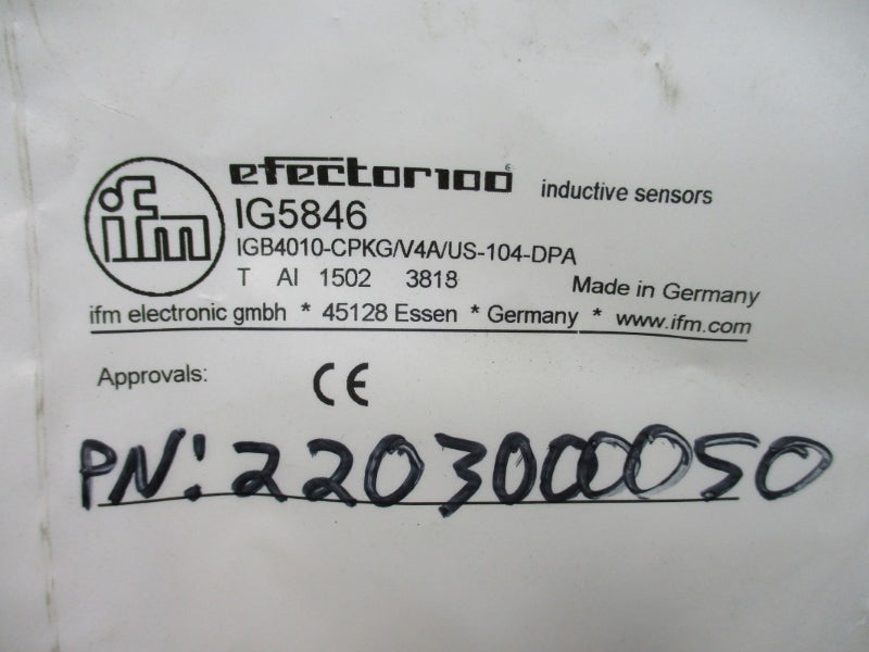 IFM EFECTOR IGB4010-CPKG/V4A/US-104-DPA IG5846 10-36VDC NSMP