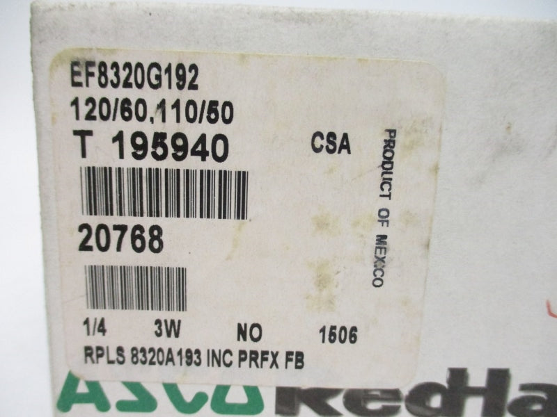 ASCO EF8320G192 110/120V 250PSI 1/4" NSMP