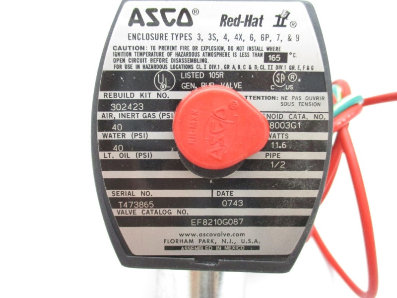 ASCO EF8210G087 24VDC 40PSI 1/2" NSMP