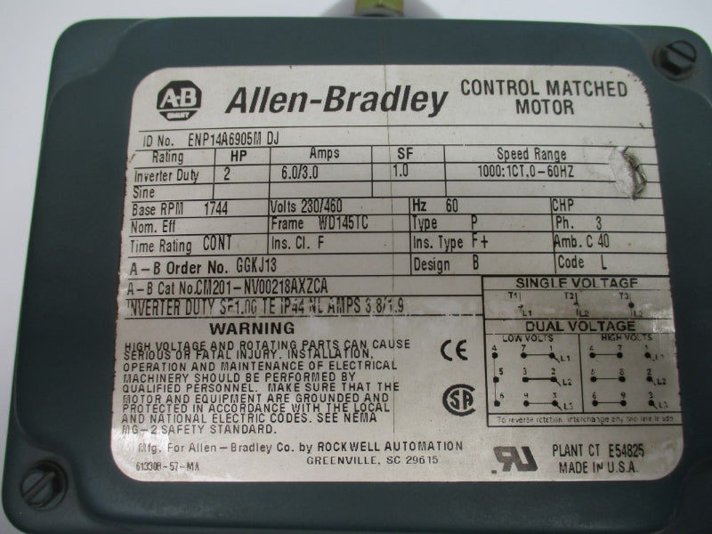 ALLEN BRADLEY CM201-NV00218AXZCA 230/460V 6.0/3.0A NSNP