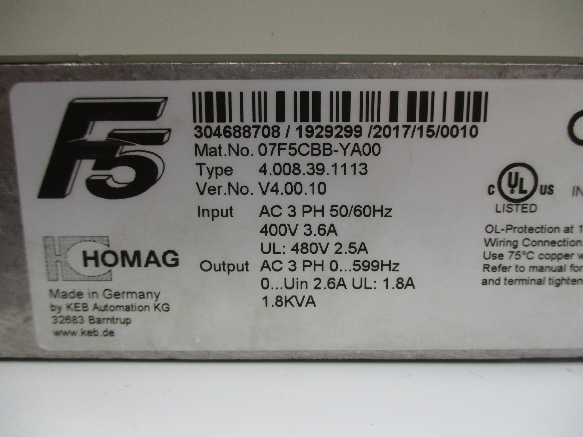 HOMAG 07F5CBB-YA00 NSNP