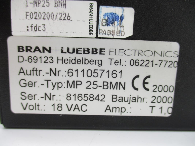BRAN+LUEBBE ELECTRONICS MP25-BMN 61057161 18VAC 1.0A NSNP