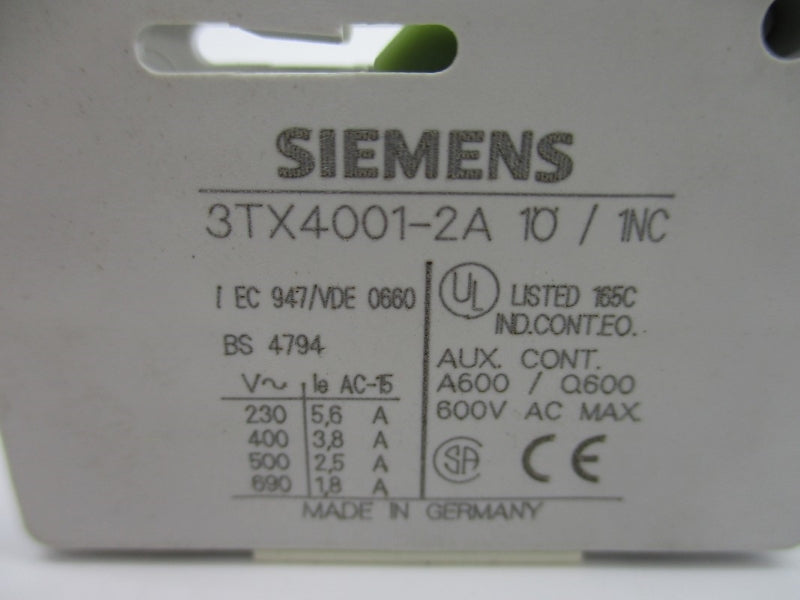 SIEMENS 3TX4001-2A 600VAC NSNP