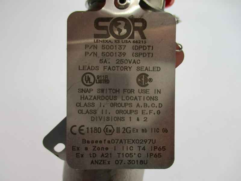SOR 6AH-EF2-U8-X2A-RR 500137 500139 250VAC 5A 7-30PSI NSNP