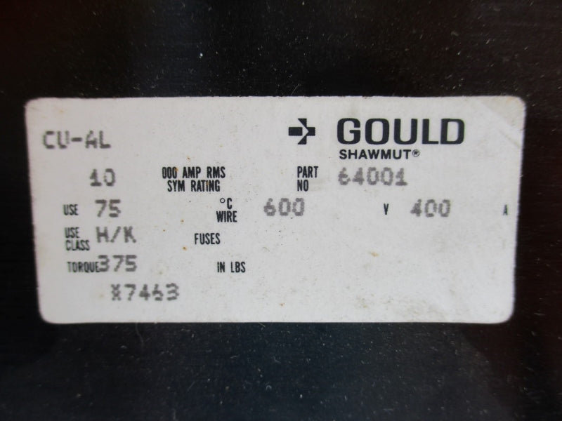 GOULD SHAWMUT CU-AL 64001 600V 400A UNMP