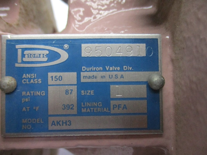 ATOMAC AKH3 9504910 87PSI 392'F 1" UNMP