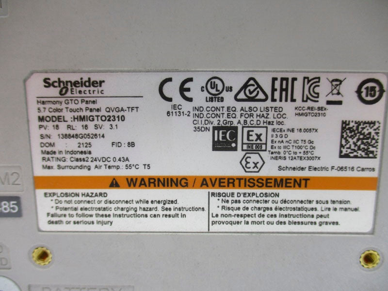 SCHNEIDER ELECTRIC HMIGTO2310 24VDC 0.43A NSNP