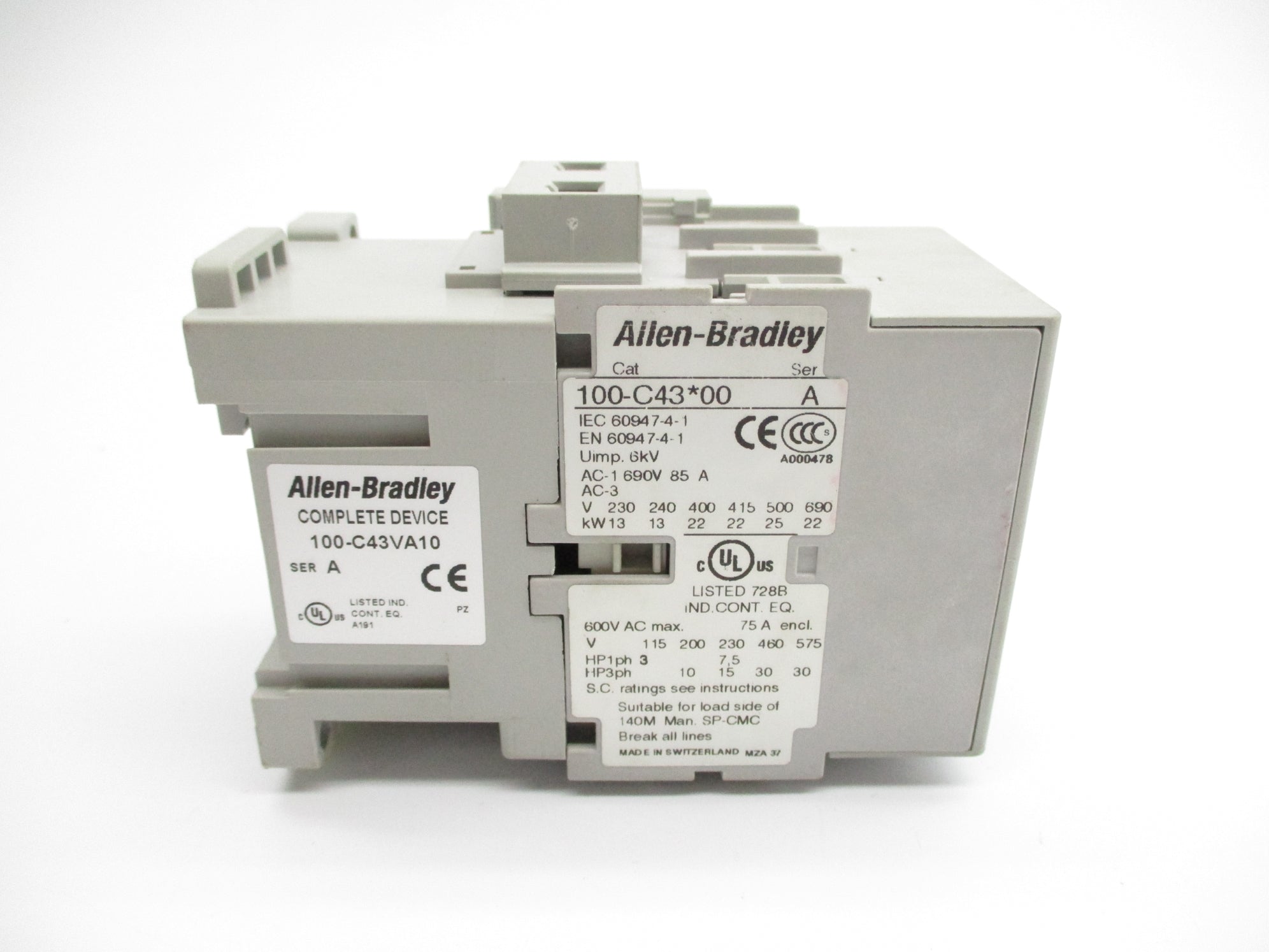 ALLEN BRADLEY 100-C43VA10 SER. A 600VAC NSNP