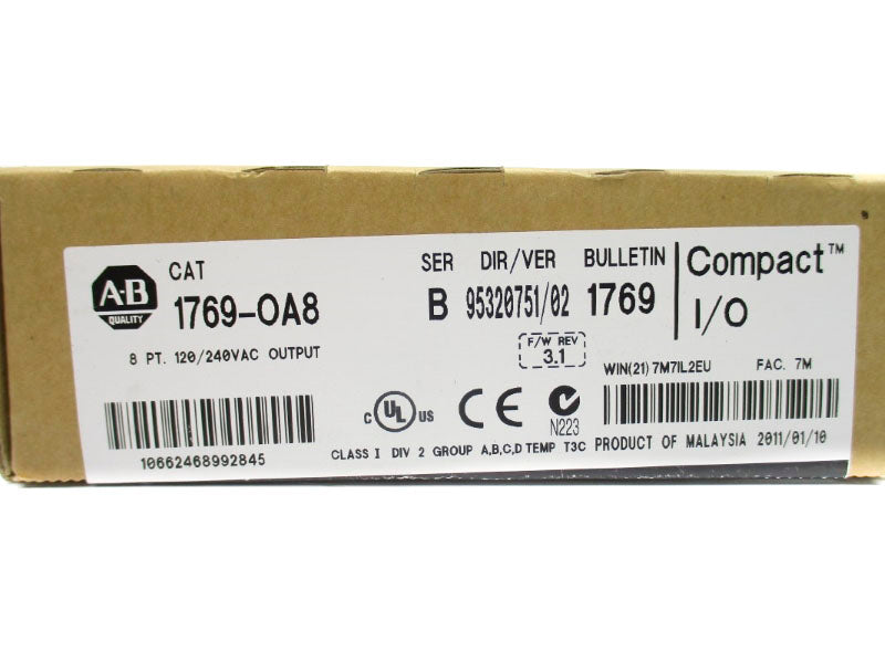 ALLEN BRADLEY 1769-OA8 SER. B F/W 3.1 120/240VAC DATE: 2011 NSFS