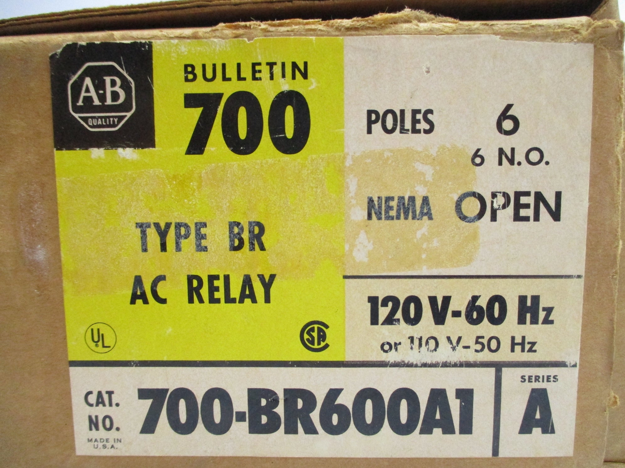 INDUSTRIAL SPARE PART 700-BR600A1 SER. A 110/120V 60A (BR/YL) NSMP