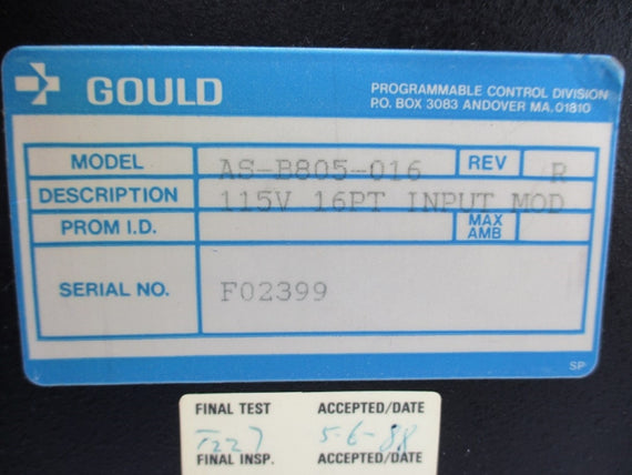 GOULD AS-B805-016 115V UNMP