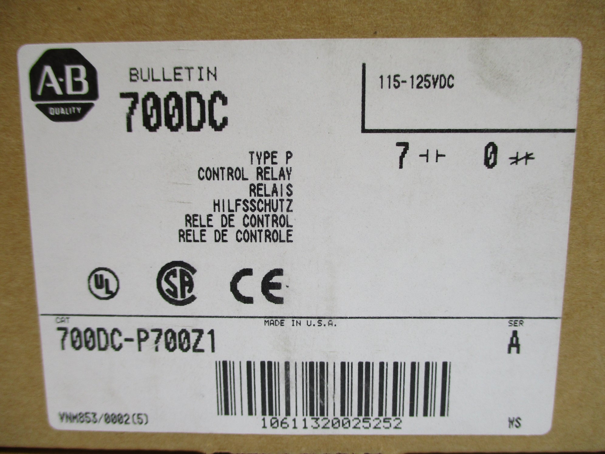 INDUSTRIAL SPARE PART 700DC-P700Z1 SER. A 115/125VDC (BR/WH) NSMP