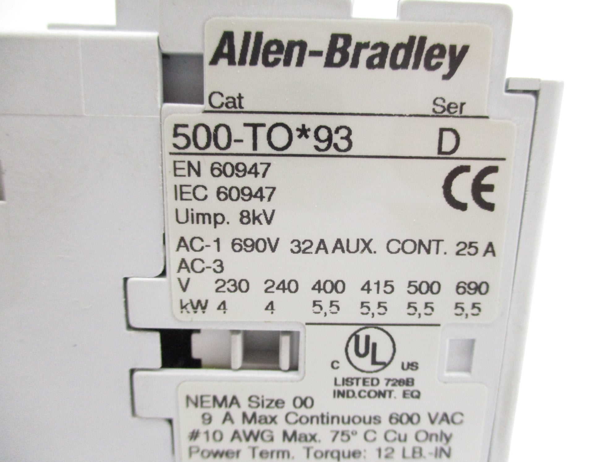 INDUSTRIAL SPARE PART 500-TOD93 SER. D 110/120V NSNP