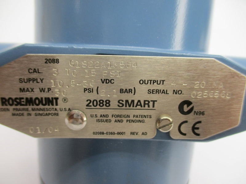 ROSEMOUNT 2088G1S22A1M5B4 10.5-30VDC 3-15PSI NSMP
