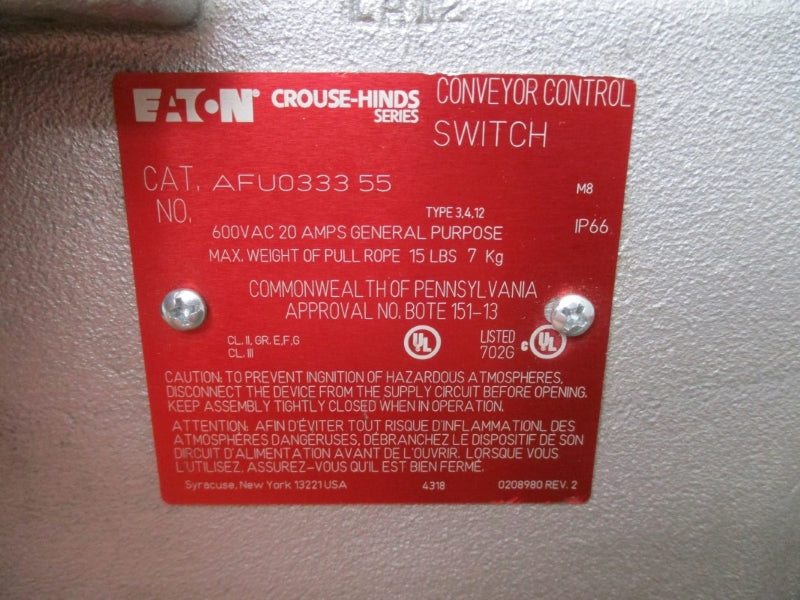 EATON AFU033355 600VAC 20A (AS PICTURED) NSNP